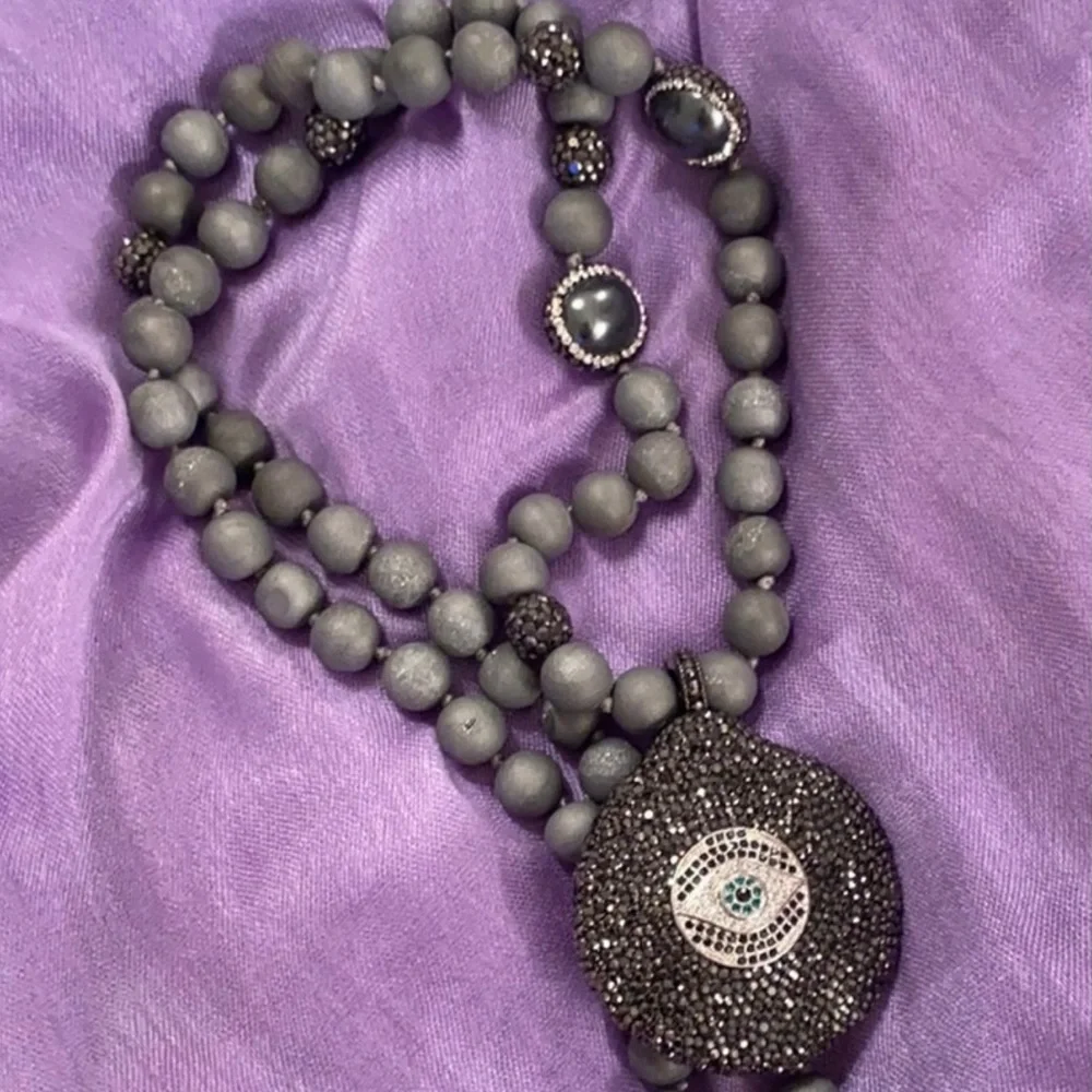 Evil Eye Crystal,Pearl, and StoneBeaded Necklace - Picture 11 of 11